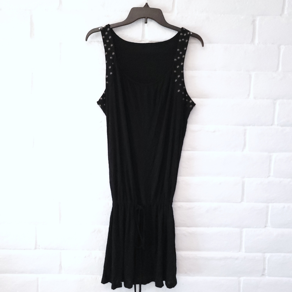 BCBGMaxAzria Black Drop Waist Dress with Gold Studded Detail